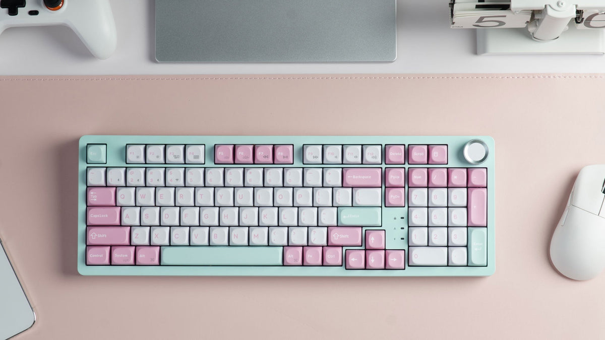Keychron J3 SE QMK Wireless Custom Mechanical Keyboard 96% Layout Pink Blue Fully Assembled for Mac Windows Linux Keychron Sakura Milk Switch 1