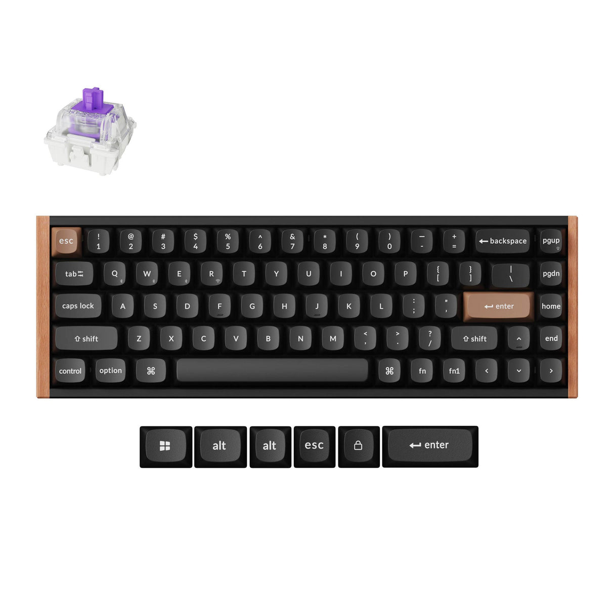 Keychron K6 HE 65 Percent Layout Wireless Magnetic Switch Custom Keyboard Special Edition Wooden Black RGB Backlight Double-Shot PBT Keycaps