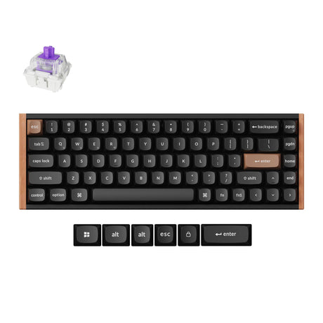 Keychron K6 HE 65 Percent Layout Wireless Magnetic Switch Custom Keyboard Special Edition Wooden Black RGB Backlight Double-Shot PBT Keycaps