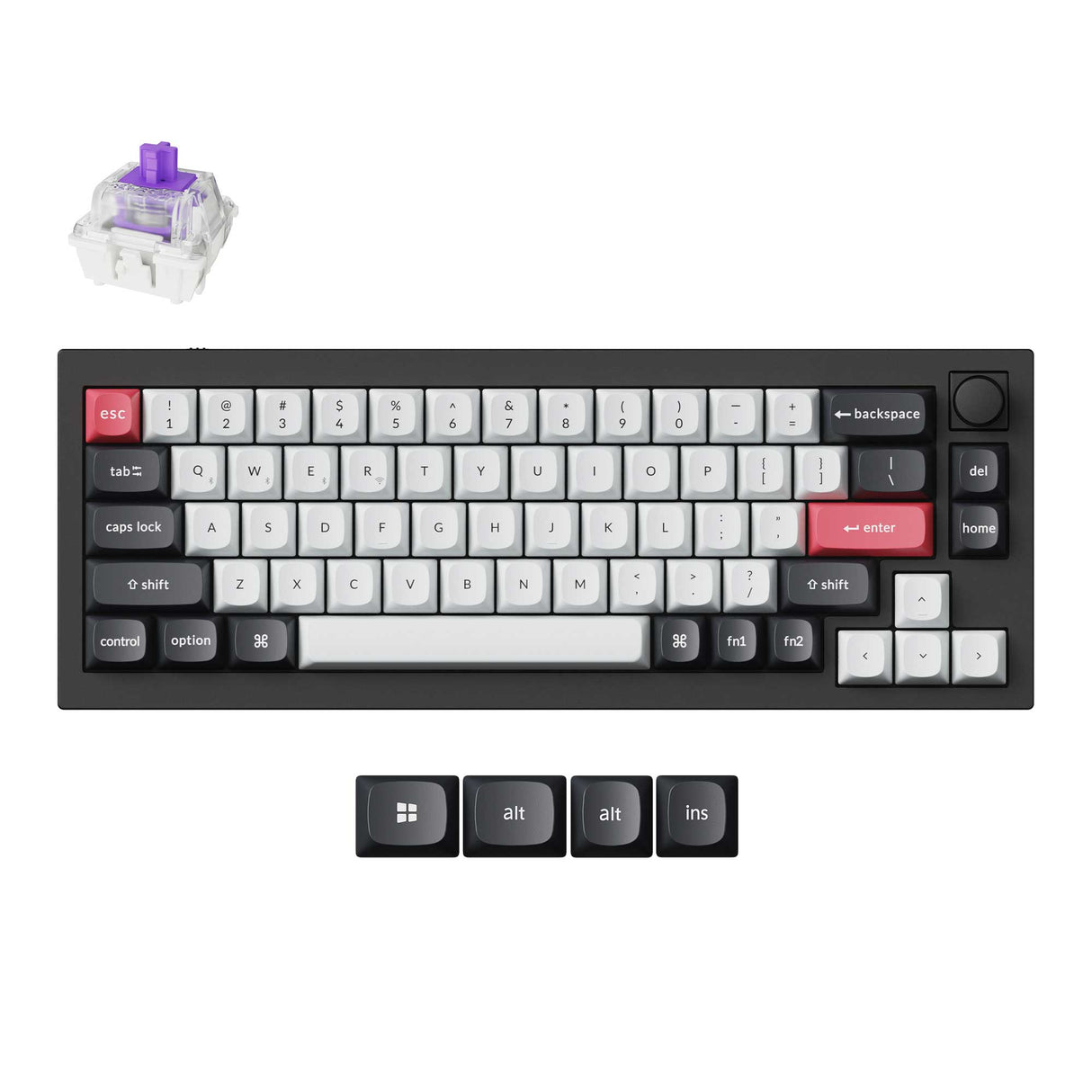 Keychron Q2 HE QMK Wireless Custom Keyboard Full Aluminum Carbon Black Frame Double Rail Magnetic Nebula Switch