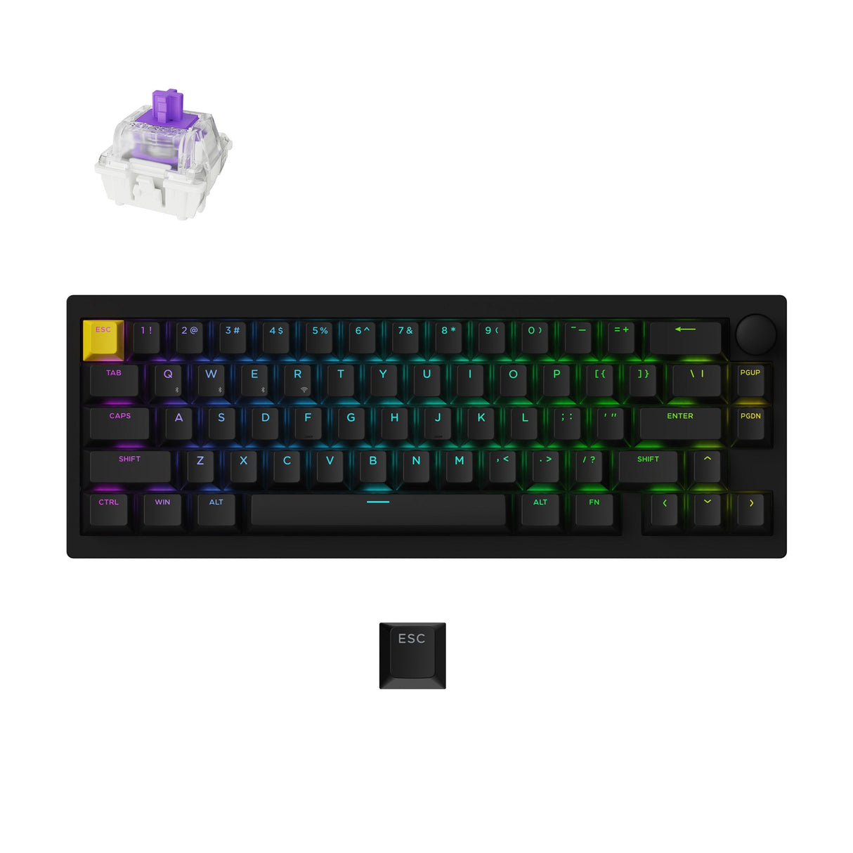 Lemokey P2 HE Wireless Custom Gaming Keyboard Black Aluminum Frame Gateron Double-Rail Magnetic Nebula Switch Shine-Through Double-Shot PBT Keycaps Version