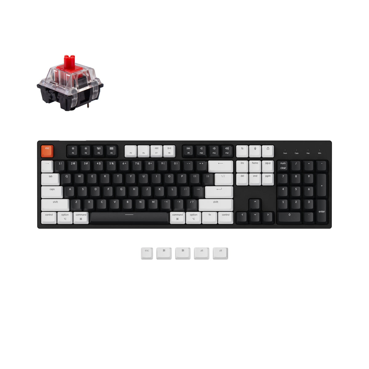 Keychron C2 hot swappable wired wireless mechanical keyboard tenkeyless layout for Mac Windows non backlight Keychron switch red
