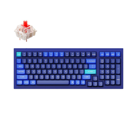 Keychron Q5 QMK VIA custom mechanical keyboard 1800 compact 96 percent layout full aluminum blue frame for Mac Windows RGB backlight with hot swappable Gateron G Pro switch red