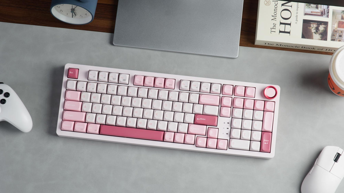 Keychron J3 SE QMK Wireless Custom Mechanical Keyboard 96% Layout Pink Fully Assembled for Mac Windows Linux Keychron Sakura Milk Switch
