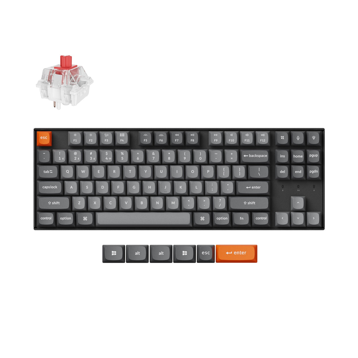 Keychron K8 Max QMK Wireless Custom Mechanical Keyboard RGB Backlight TKL Layout Fully Assembled for Mac Windows Linux Hot Swappable Keychron Super Red