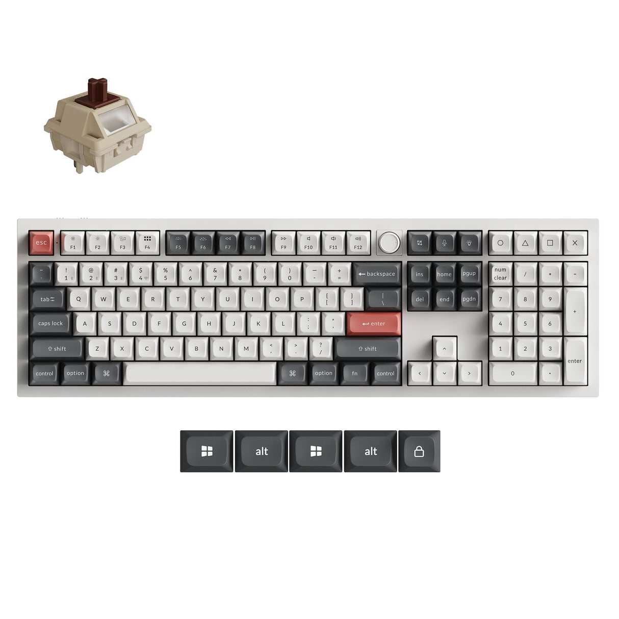 Keychron-Q6-Ultra-8K-Wireless-Custom-Mechanical-Keyboard-White-Keychron-Silk-POM-Switch-Brown