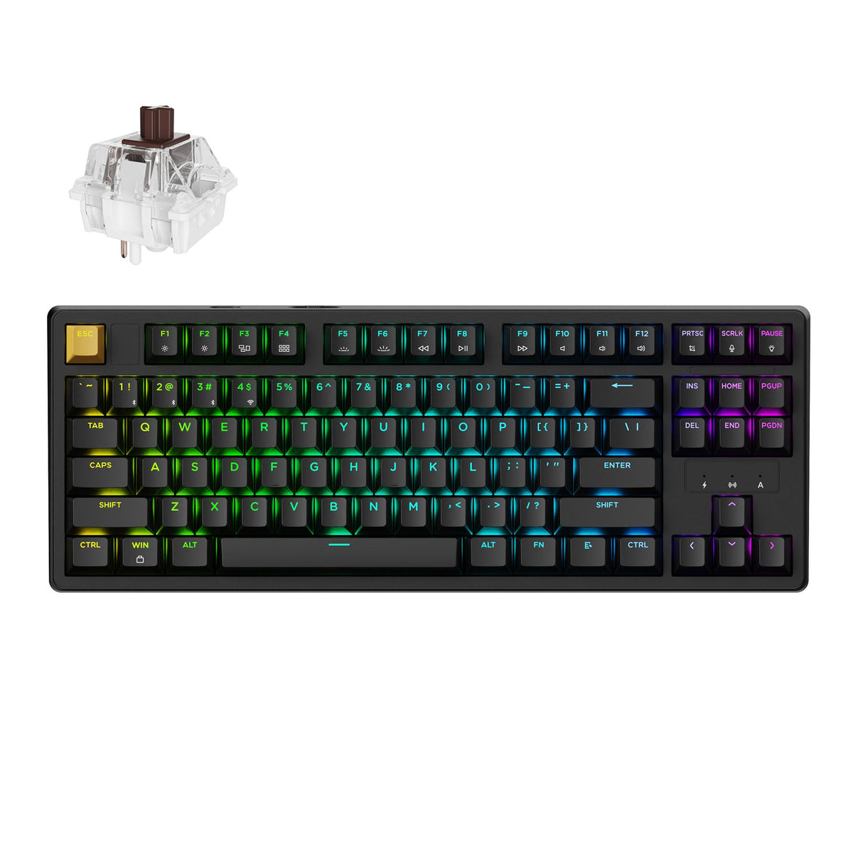 Keychron J4 QMK Wireless Custom Mechanical Keyboard RGB Backlight Black Keychron Super Brown
