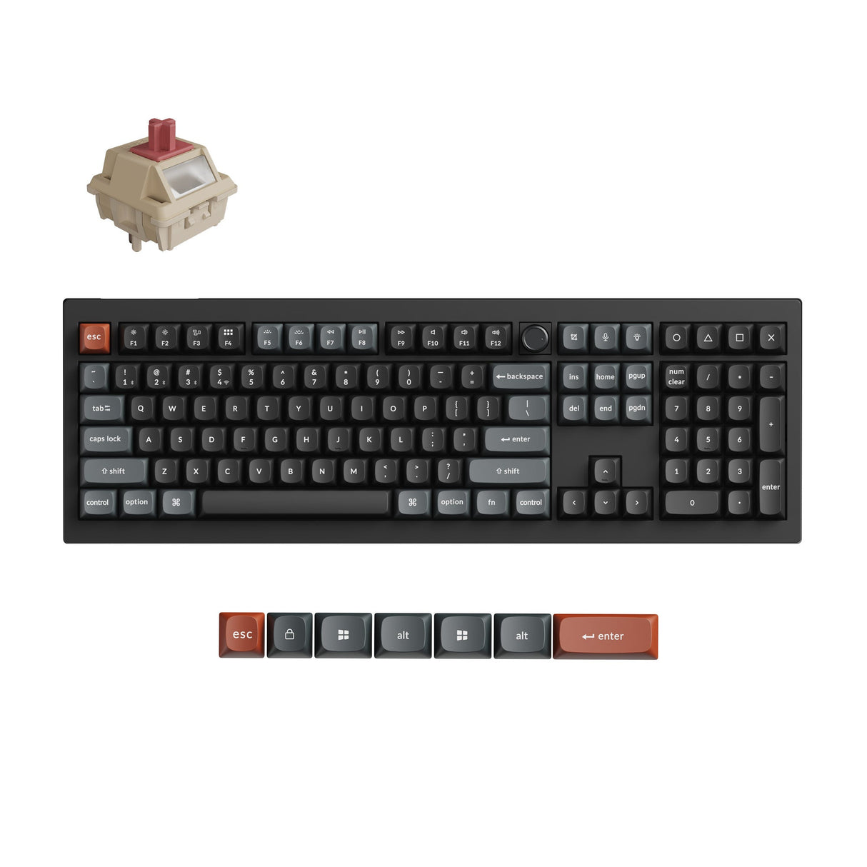 Keychron V6 Ultra 8K Wireless Hot-swappable RGB Backlight Red Switch - Black