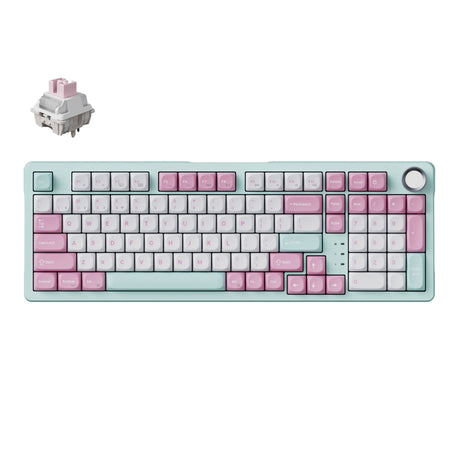 Keychron J3 SE QMK Wireless Custom Mechanical Keyboard 98% Layout Pink Blue Fully Assembled for Mac Windows Linux Keychron Sakura Milk Switch