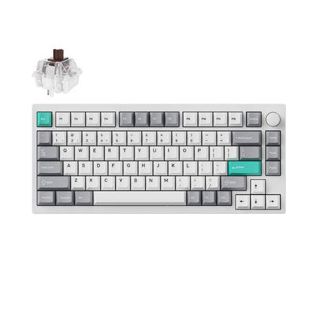 Lemokey P1 Pro QMK/VIA Wireless Custom Gaming Keyboard 75 percent Layout Aluminum White Fully Assembled for Windows Mac Linux Keychron Super Brown