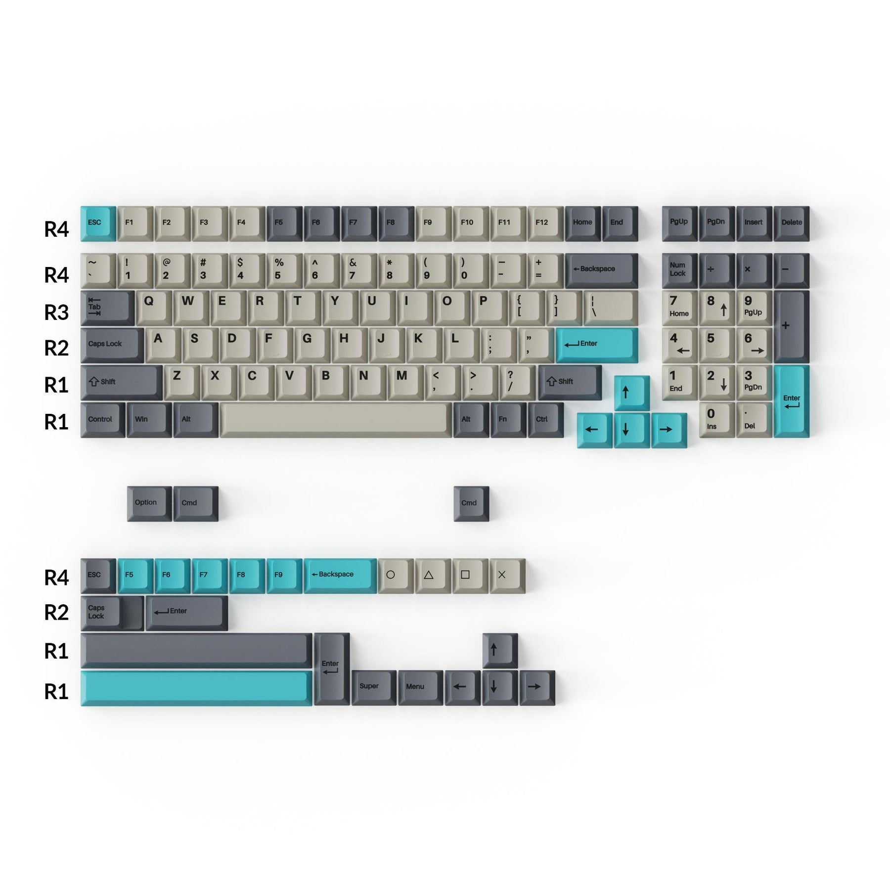 Switch Keycap Cherry Profile Double - Shot PBT Full Set Keycaps - Dolch Blue