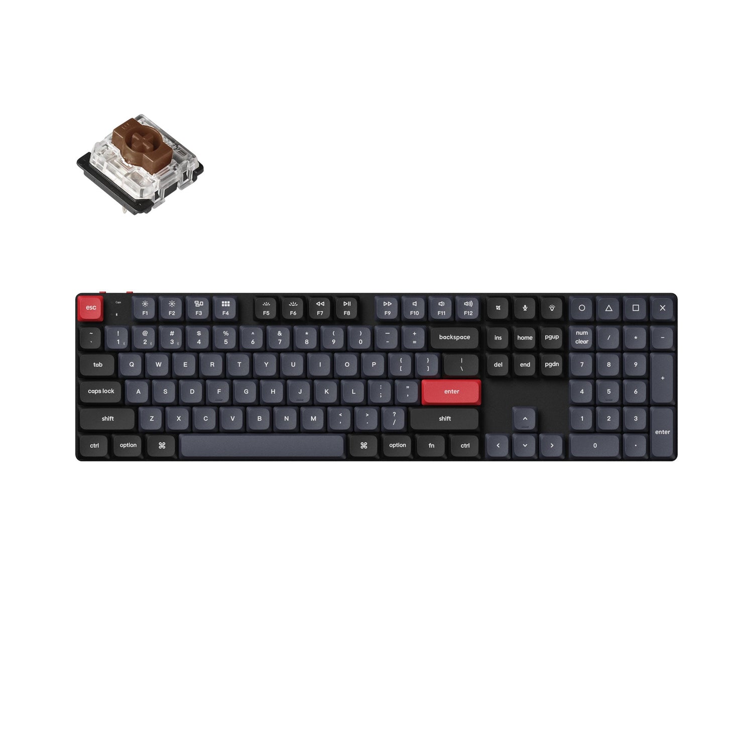 Keychron K5 Pro Wireless Mechanical Keyboard, Ultra Thin Personalized 108 Keys Hot-Swap QMK/Via Programmable Aluminium Frame Gateron Brown Switch For Mac/Windows/Linux, FR-ISO