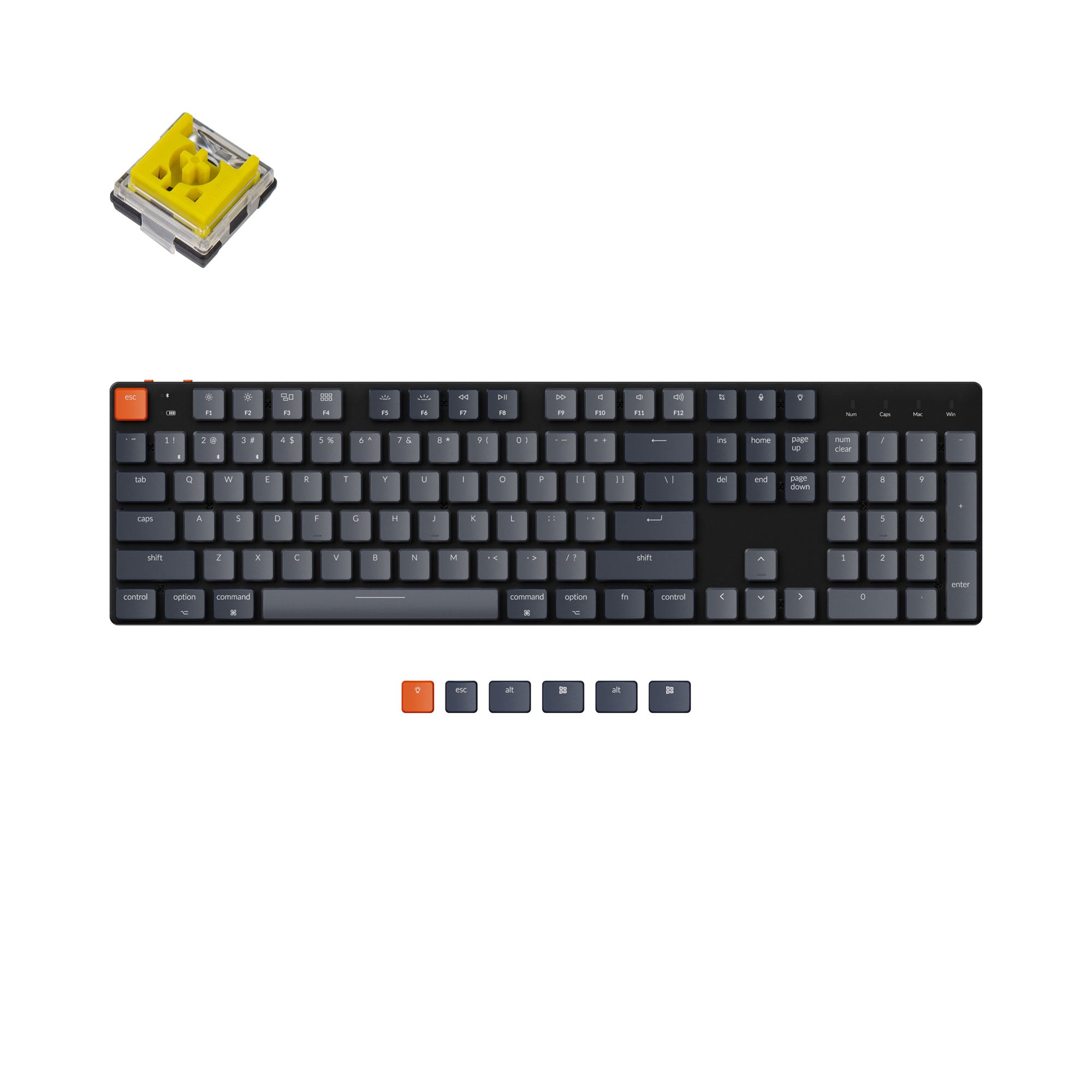 Keychron K2 Phantom yellow + ケース付 Keychron K5 SE Ultra-Slim Wireless Mechanical Keyboard