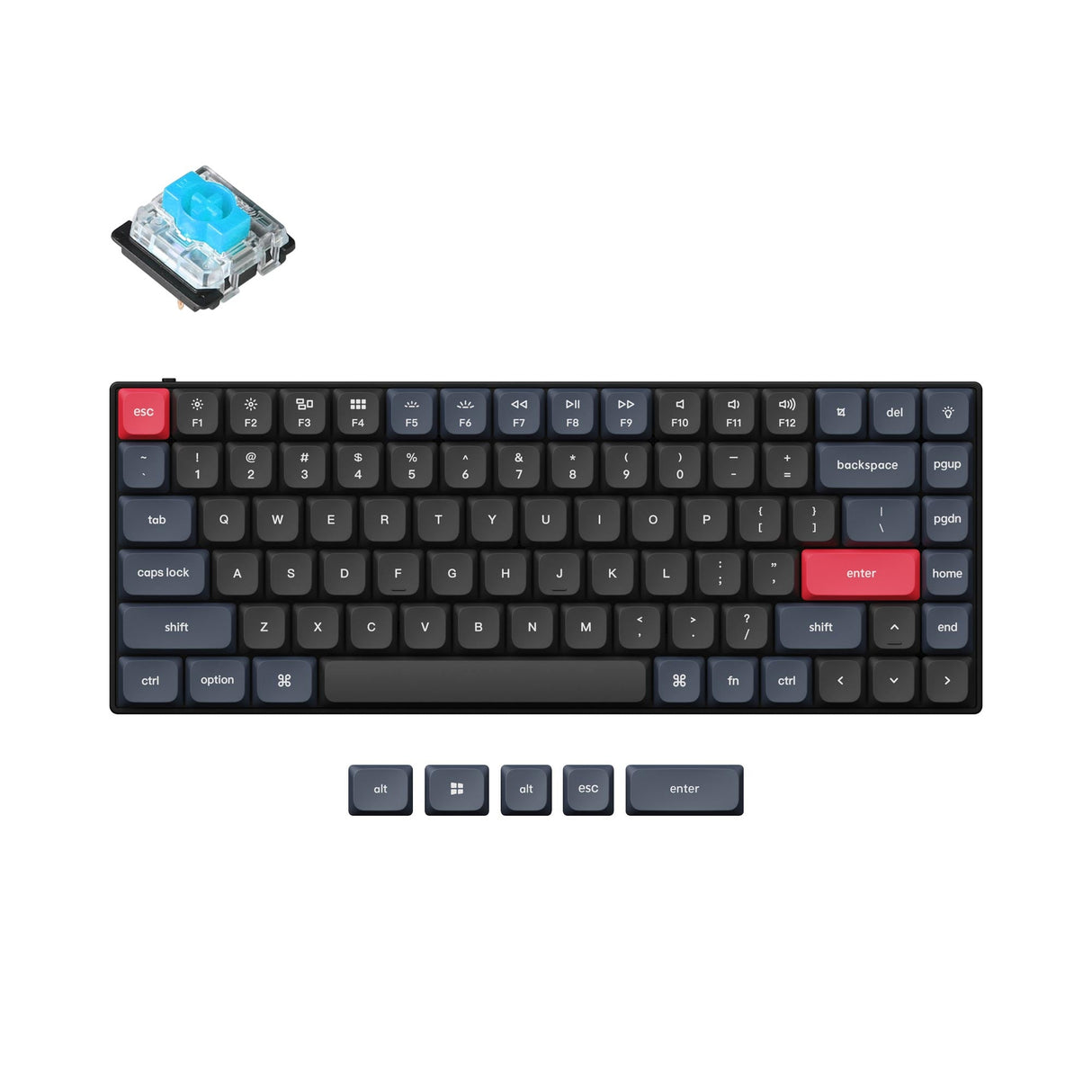 Keychron S1 QMK/VIA low-profile custom mechanical keyboard with 75% layout for Mac Windows Linux and low profile Gateron switch blue