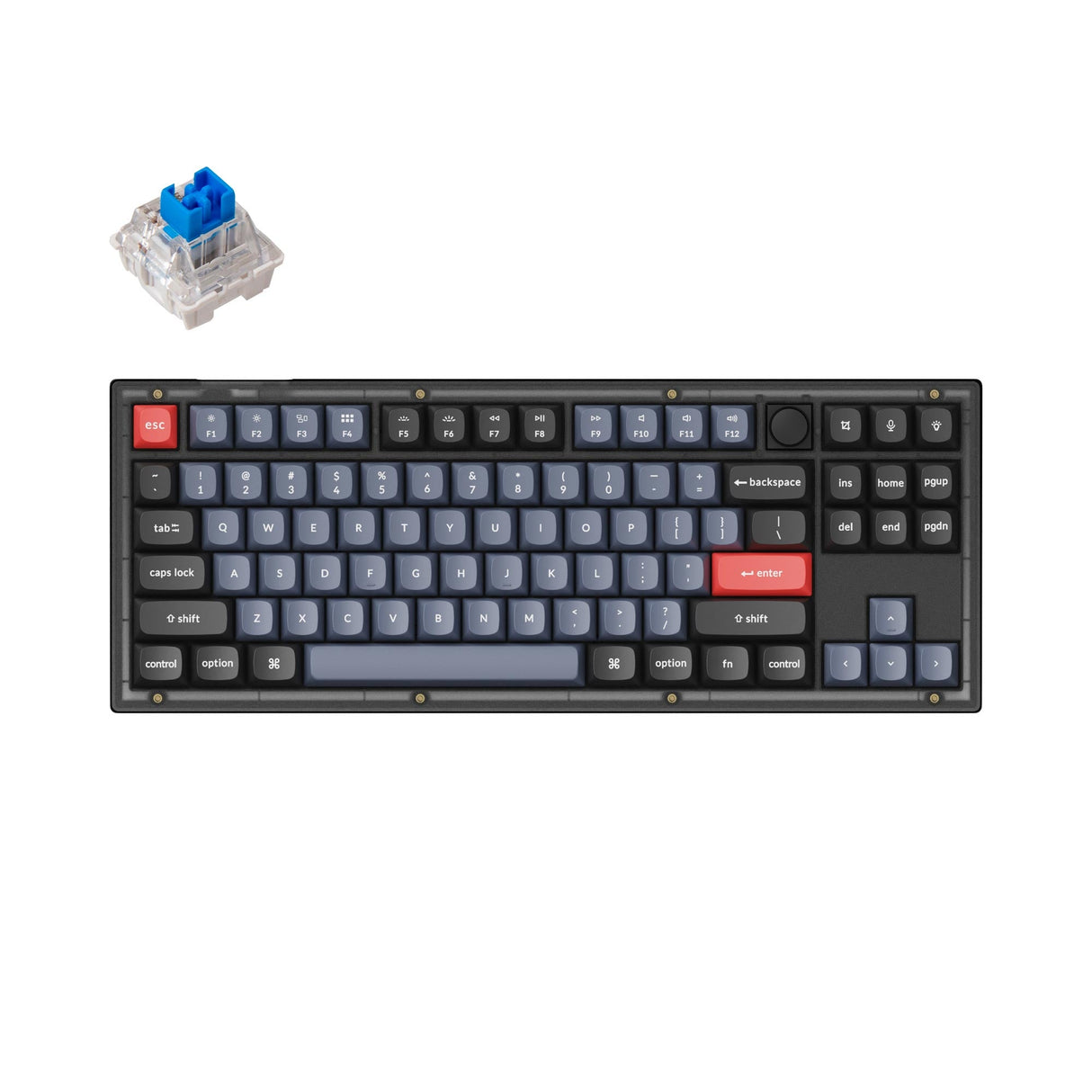 Keychron V3 Custom Mechanical Keyboard knob frosted black QMK/VIA tenkeyless hot-swappable Keychron K Pro switch blue